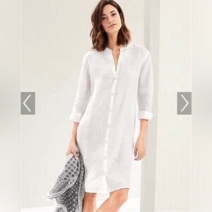 Eileen Fisher NWT White Organic Linen Duster Shirtdress